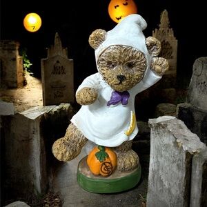 Halloween Teddy Bear Ghost Statuary NWT